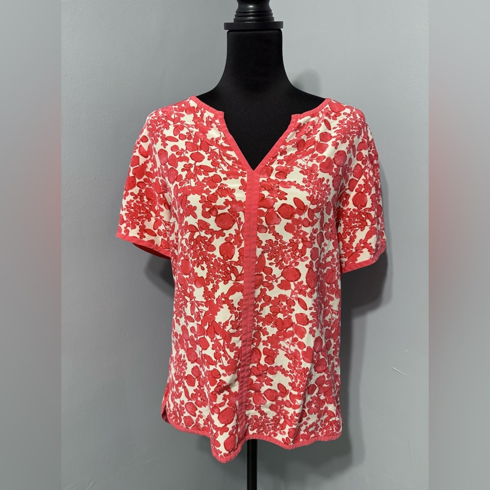 Tory‎ Burch V-Neck Short Sleeve Silk Blouse Women’s Size 8